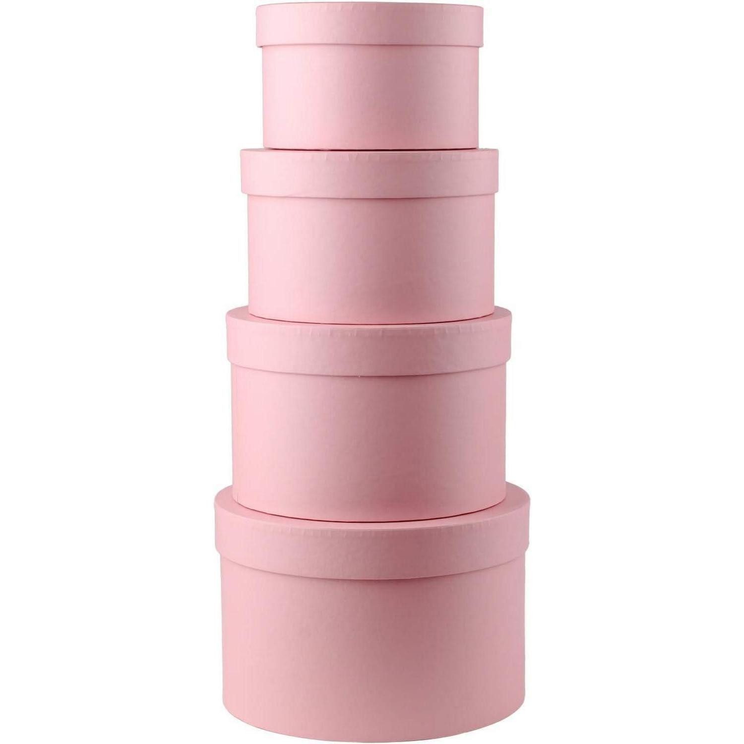 LuxusKollektion Geschenkbox 4er Set Geschenkbox Rund Karton Aufbewahrungsbox mit Deckel, Rosa