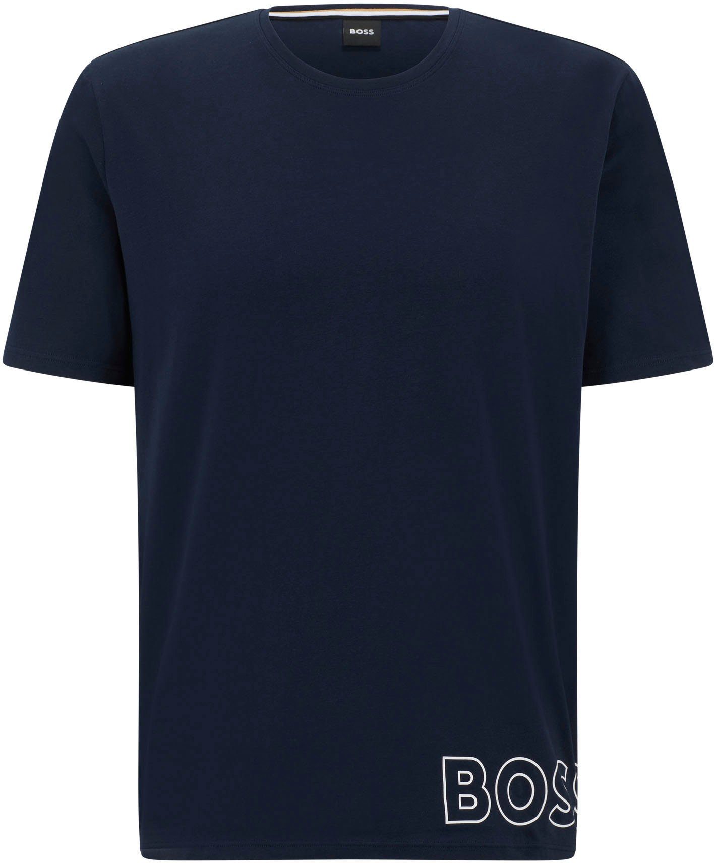 BOSS T-Shirt Logodruck dunkelblau mit