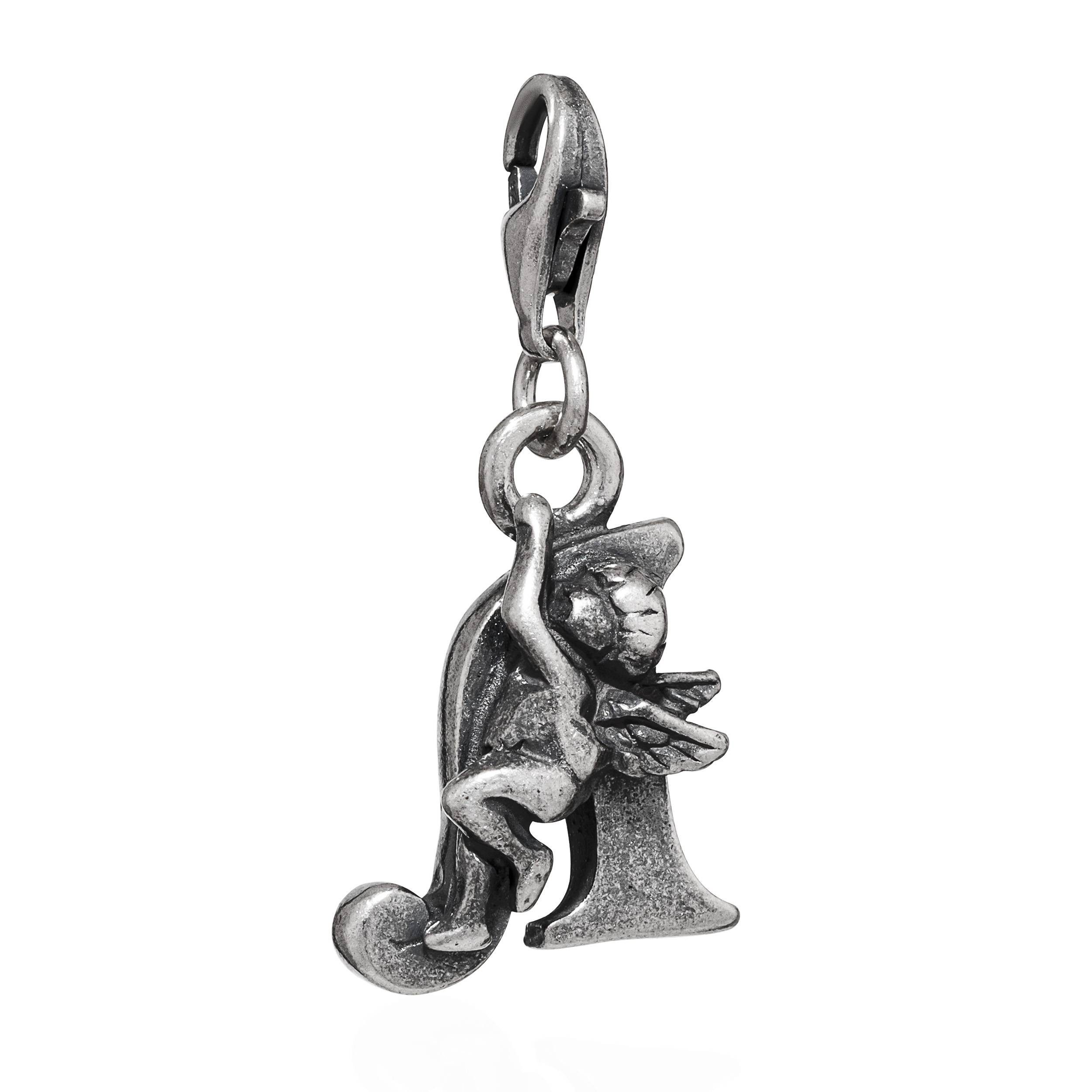 NKlaus Charm-Einhänger Buchstabe A mit Engelskind Charm-Anhänger 925 Silber antik für Bettela