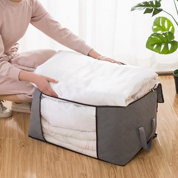 Coonoor Unterbettkommode 4 Stück Aufbewahrungstasche aus Stoff, Grau, Faltbare (4 St), Unterbett Aufbewahrungsbox für Kleidung, Bettdecken und Bettwäsche