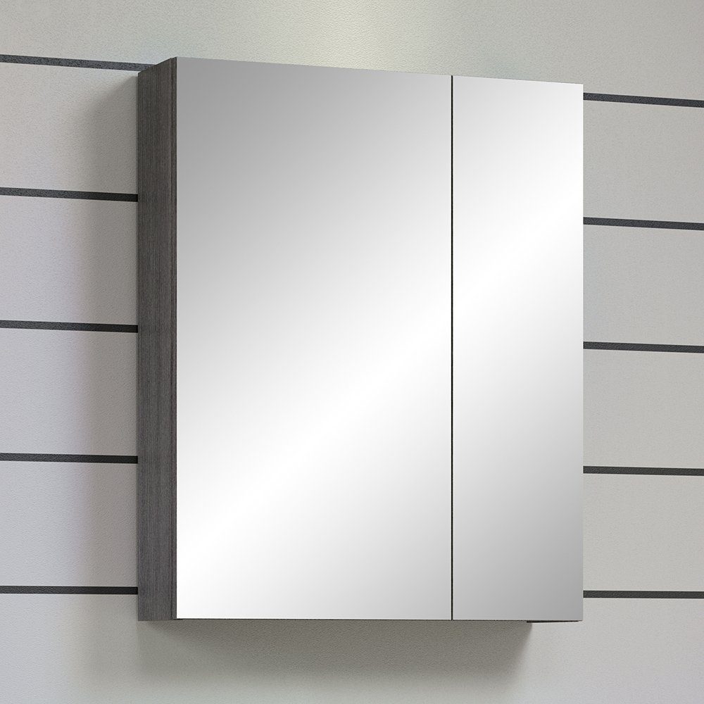 Lomadox Spiegelschrank RAVENNA-19 Badezimmer in B/H/T: Türen, mit Rauchsilber 60/75/16 ca. 2 cm