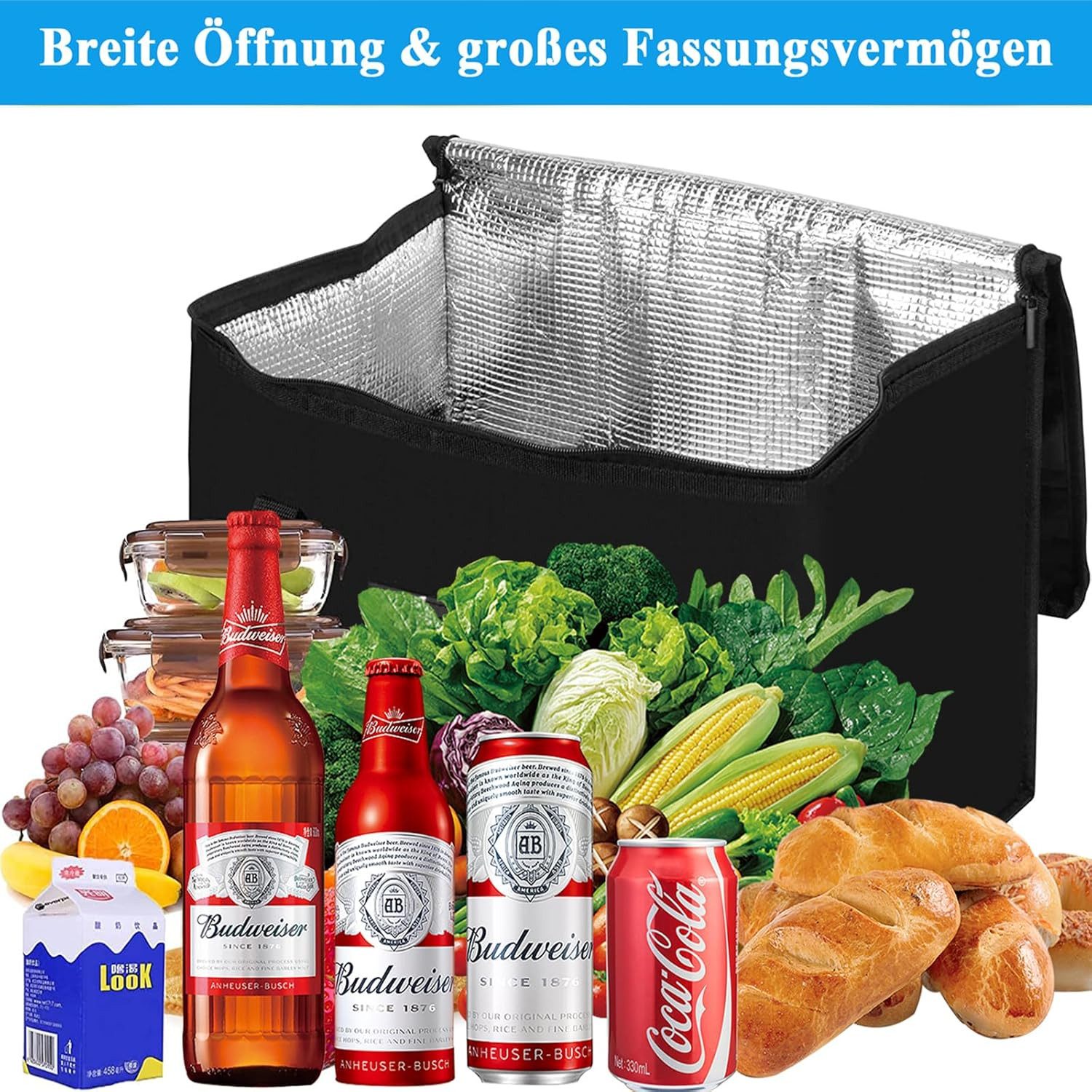 FELIXLEO Einkaufsbeutel 40L Kuehltasche Gross Einkaufstasche Faltbar Isoliertasche Auto