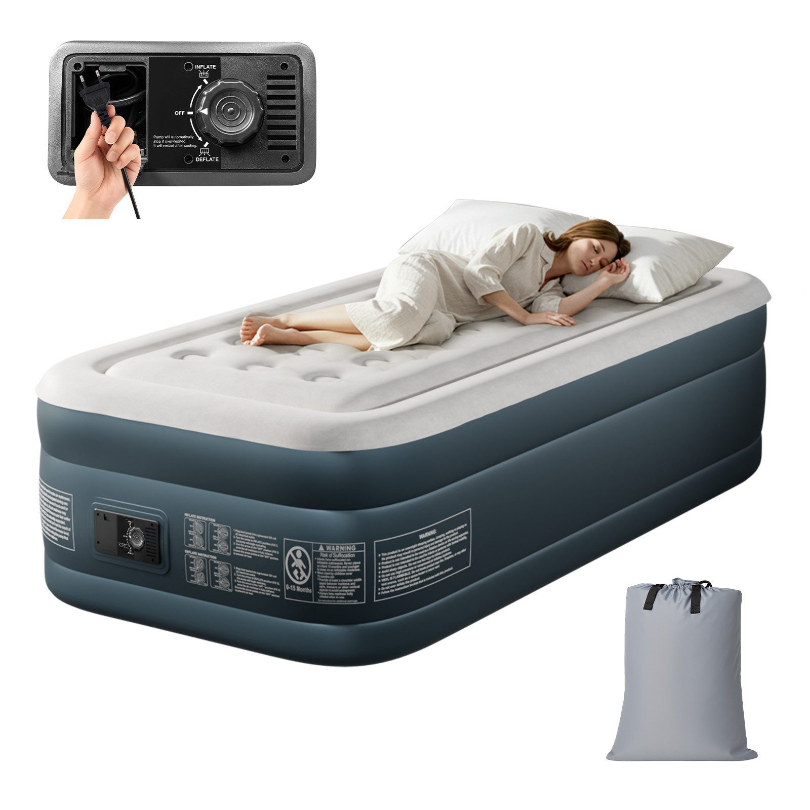 VINGLI Luftmatratze faltbare Campingmatratze mit Elektrischer Pumpe, Velour günstig online kaufen