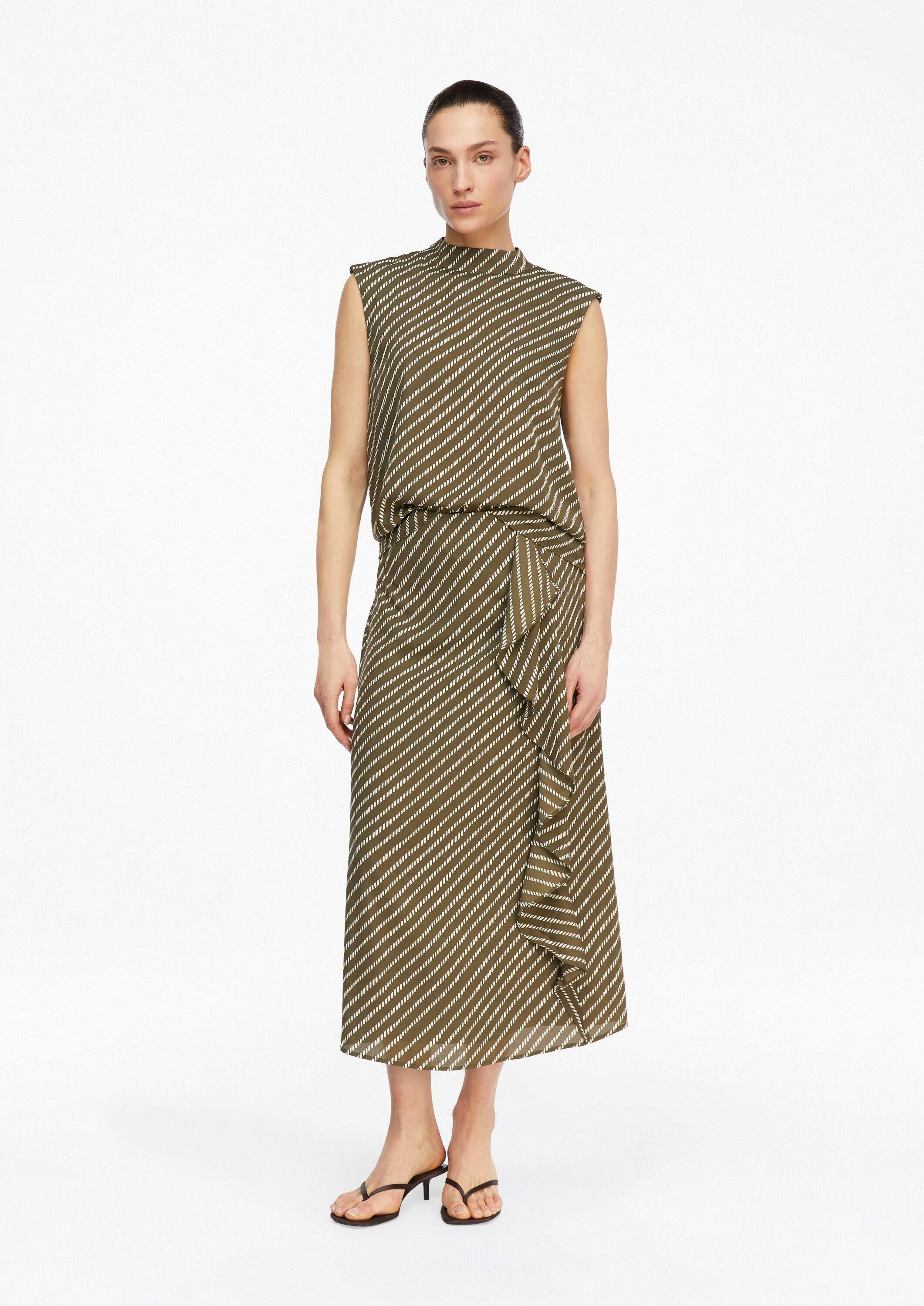 comma Maxirock Rock Bedruckter Chiffonrock in Midilänge mit Volant