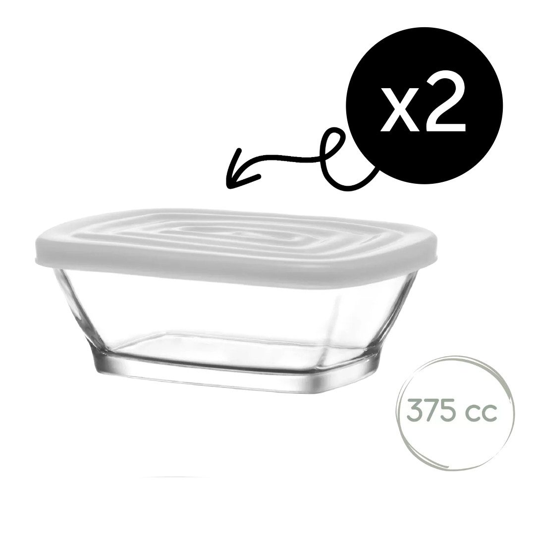 LAV Frischhaltedose LAV Defne Glasbehälter mit Deckel – 375 ml (12 3/4 oz), 2er Set, (2-tlg)