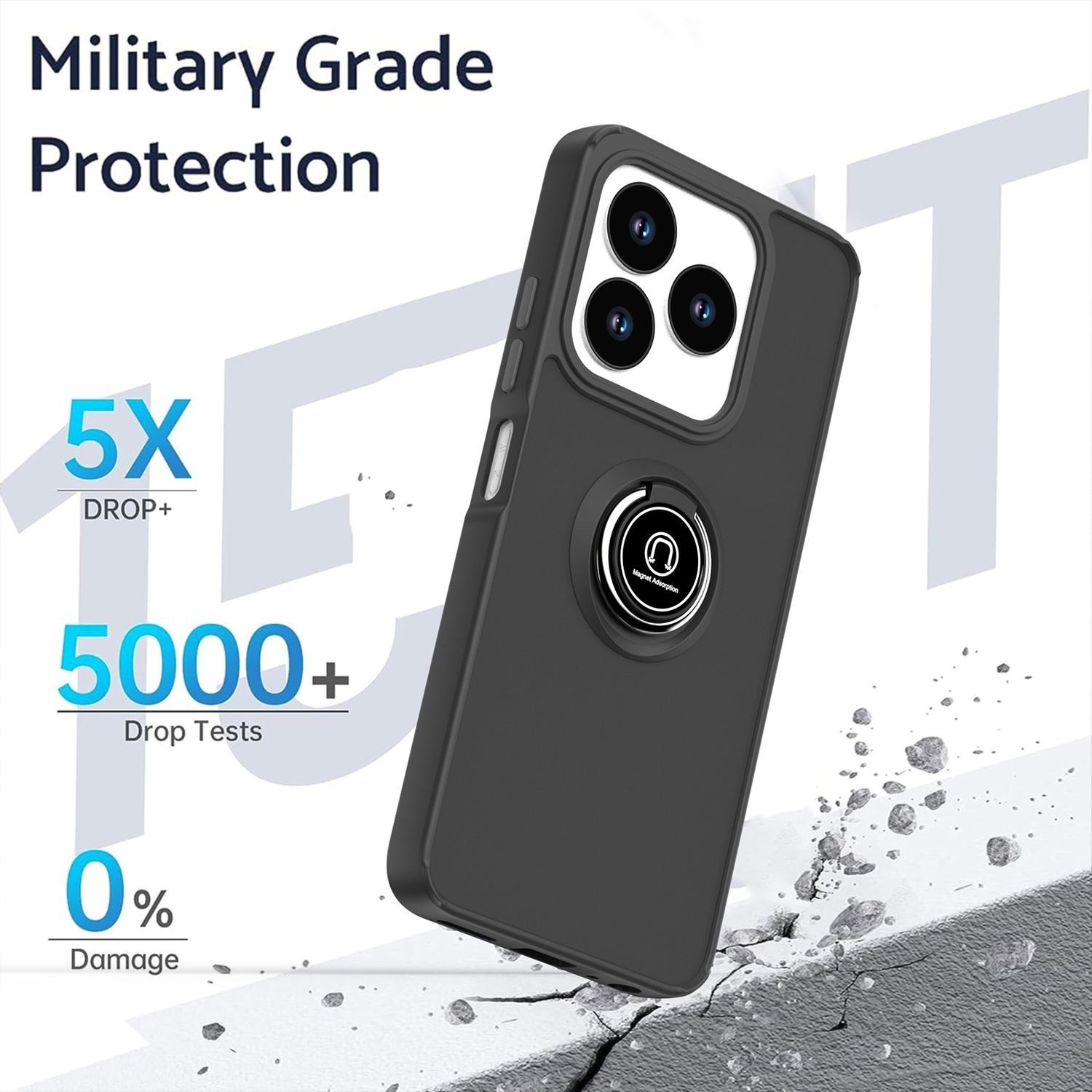 Wigento Handyhülle Für ZTE Blade V60 Smart / Blade A75 4G TPU PC Ring Hülle Schwarz / Rot, Magnetringhalter stoßfestes Hybrid Material