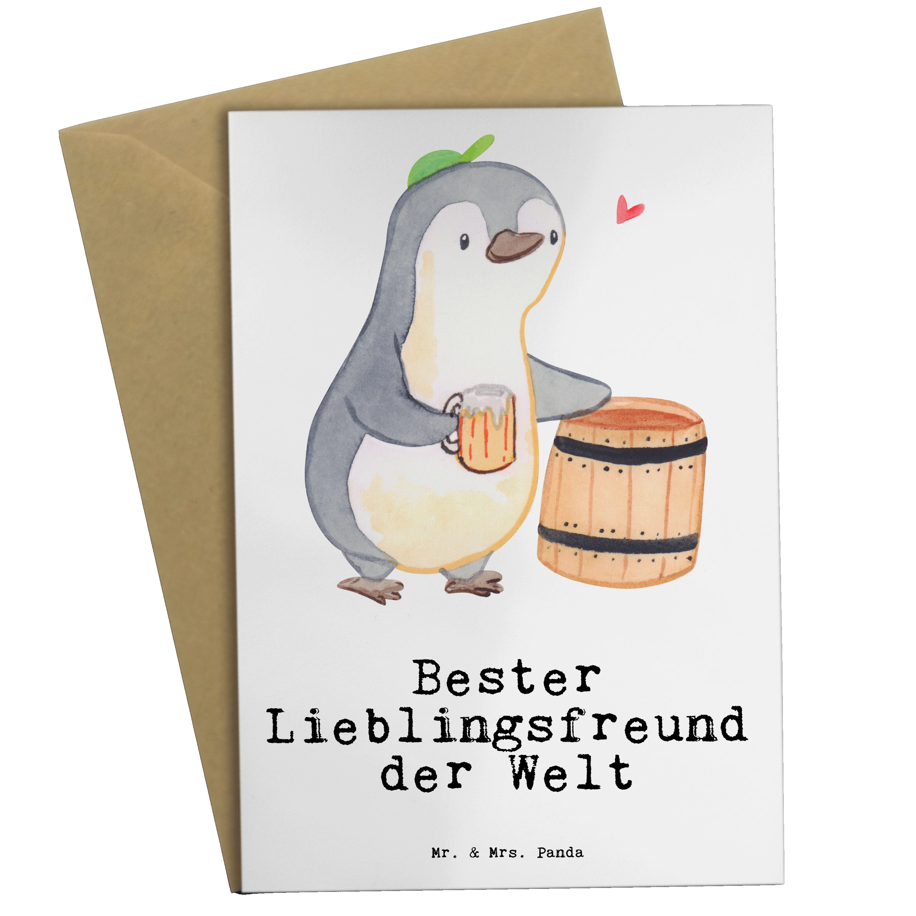 Mr. & Mrs. Panda Grußkarte Pinguin Bester Lieblingsfreund der Welt - Weiß - Geschenk, Geburtstag