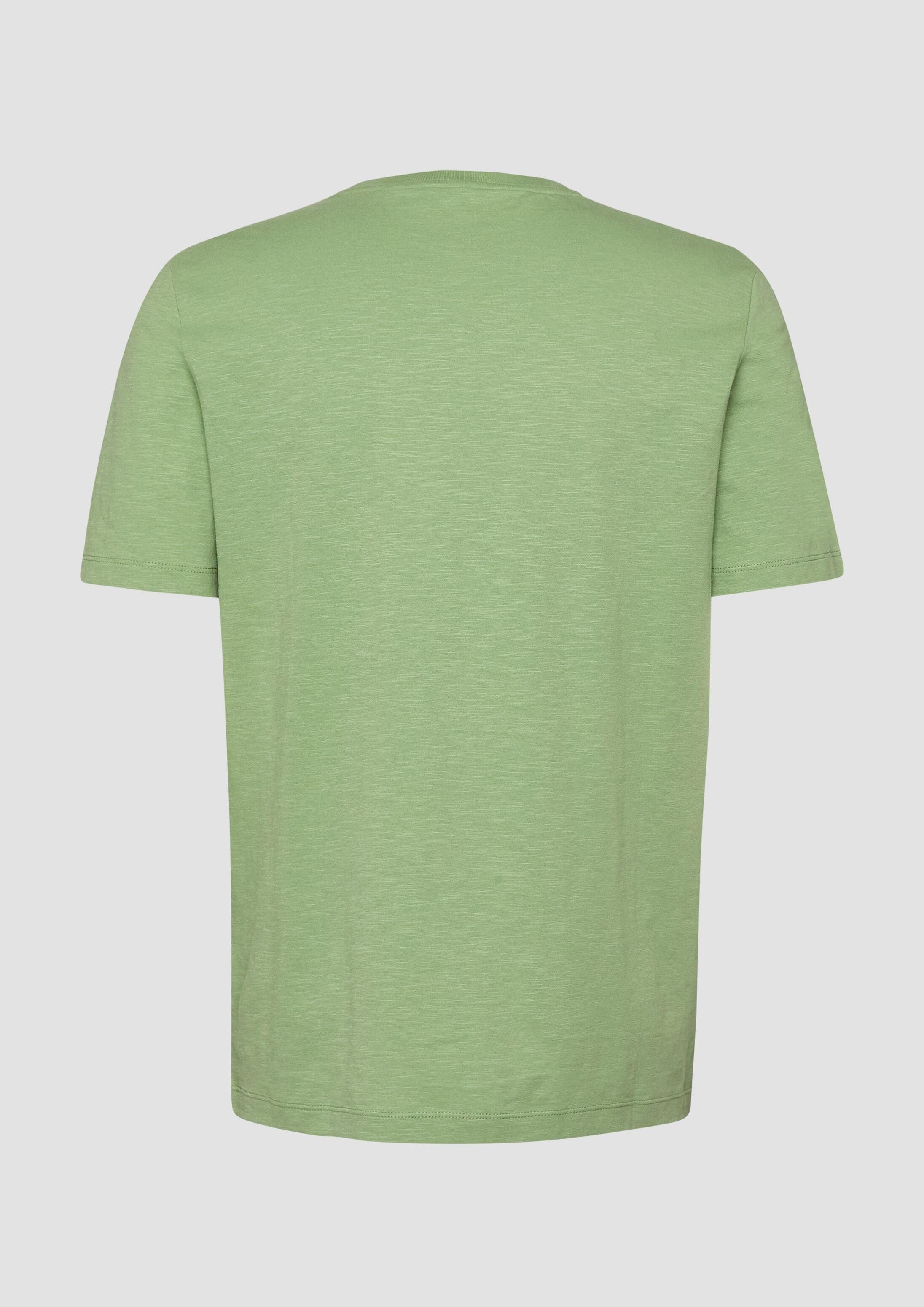 s.Oliver Kurzarmshirt T-Shirt T-Shirt in Flammgarnstruktur mit Logo-Detail
