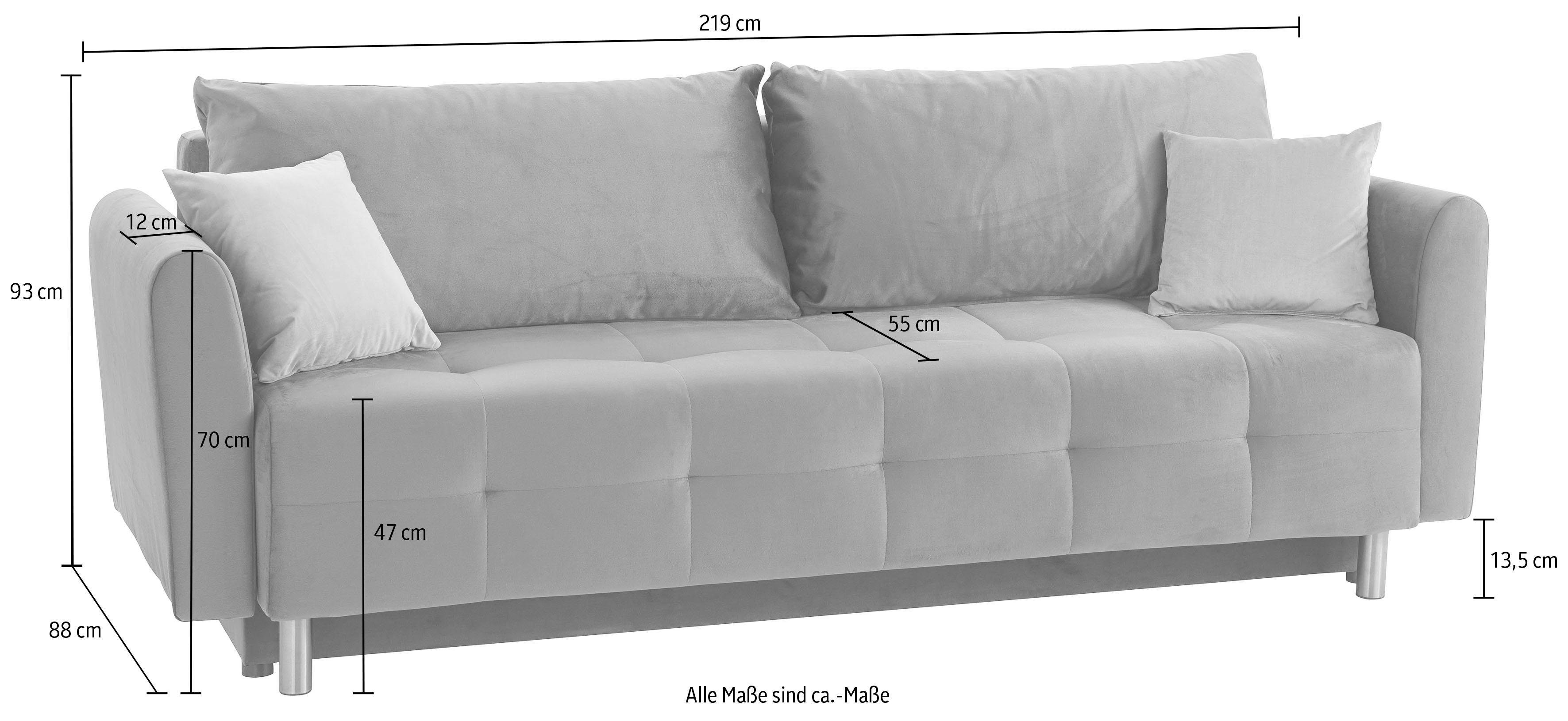 Home affaire Schlafsofa Nordic, mit Federkern und Metallbeinen, Steppung im günstig online kaufen