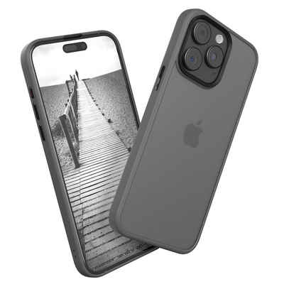 EAZY CASE Handyhülle Outdoor Case für Apple iPhone 15 Pro Max 6,7 Zoll, Hybrid Case mit Aufprallschutz Transparent kratzfest Back Cover Grau