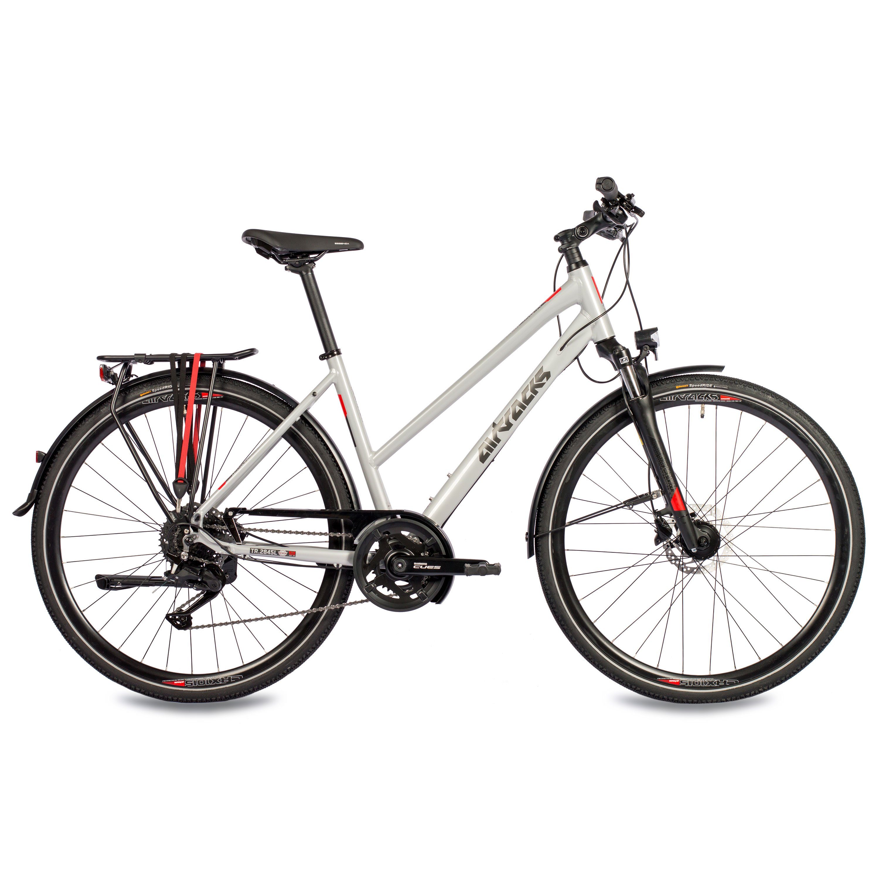 Airtracks Trekkingrad Damen Trekking Fahrrad 28 Zoll TR.2845L-C Trekkingrad, 18 Gang Shimano, Kettenschaltung, (NEW 2x9 Gang SHIMANO CUES RD-U3020 SHADOW), Silber - Rahmenhöhen 48 cm & 52 cm » Modeljahr 2024 «