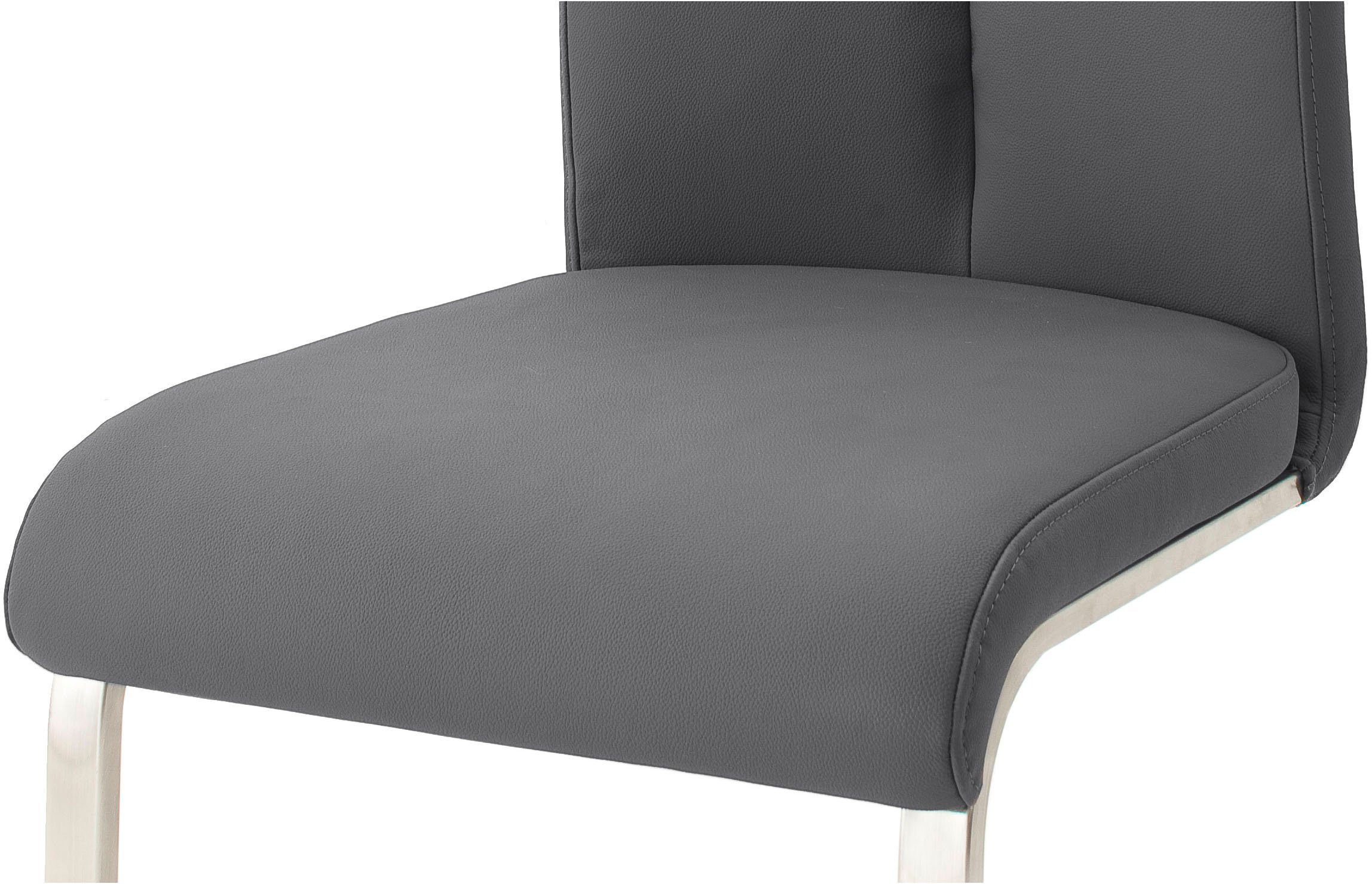 MCA furniture Freischwinger Echtlederbezug, Grau mit Stuhl bis belastbar | Artos (Set, Grau/Edelstahl Kg 140 2 St)