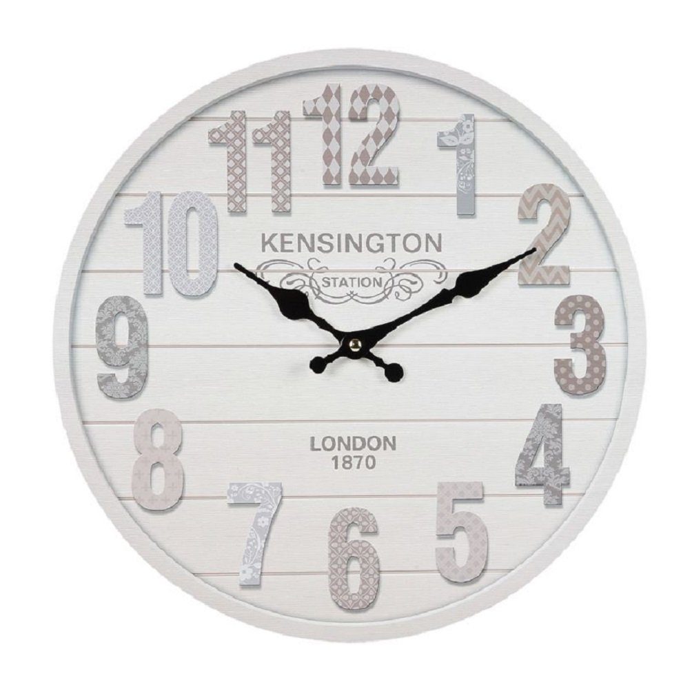 Linoows Uhr Landhaus Wanduhr, Küchenuhr Kensington, 28 cm (Nostalgie Wanduhr, Romantik Uhr)