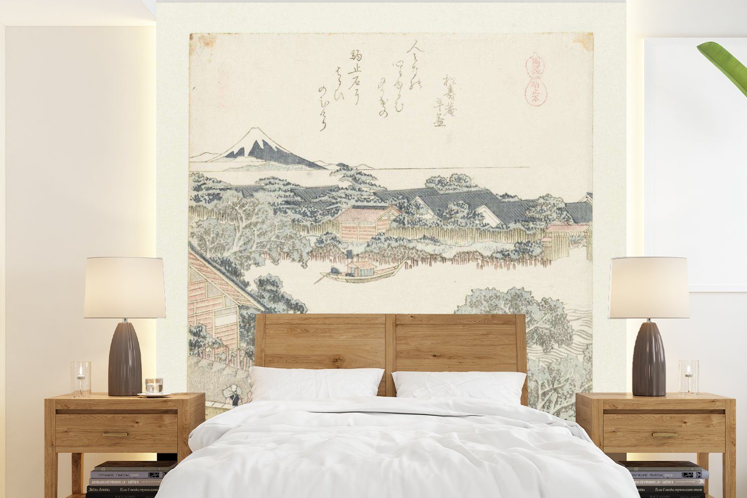 MuchoWow Fototapete Der Stein der Pferdefesseln - Gemälde von Katsushika Hokusai, Matt, bedruckt, (4 St), Vliestapete für Wohnzimmer Schlafzimmer Küche, Fototapete