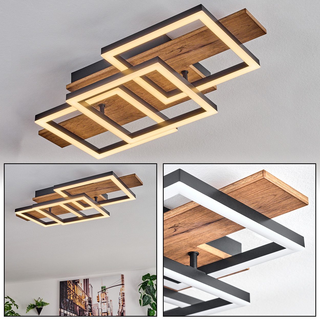 hofstein Deckenleuchte Deckenlampe aus Metall/MDF/Kunststoff in günstig online kaufen