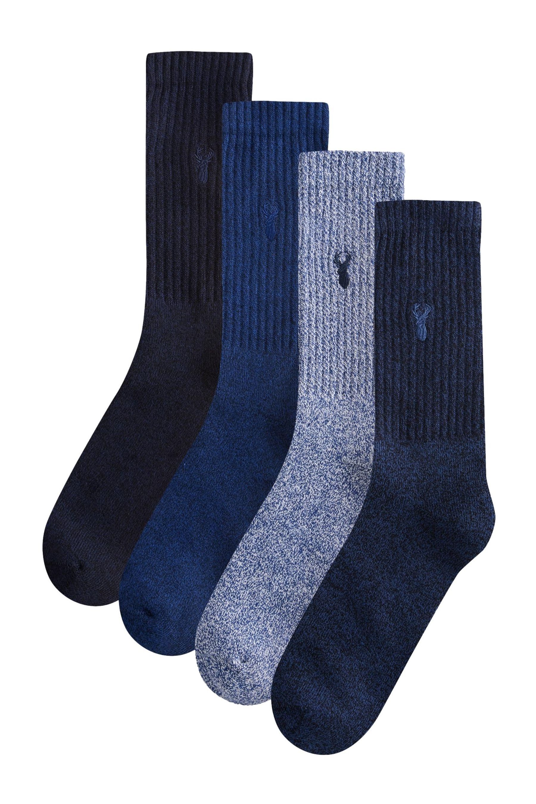 Basicsocken Dicke Socken mit Hirsch-Stickerei, 4er-Pack