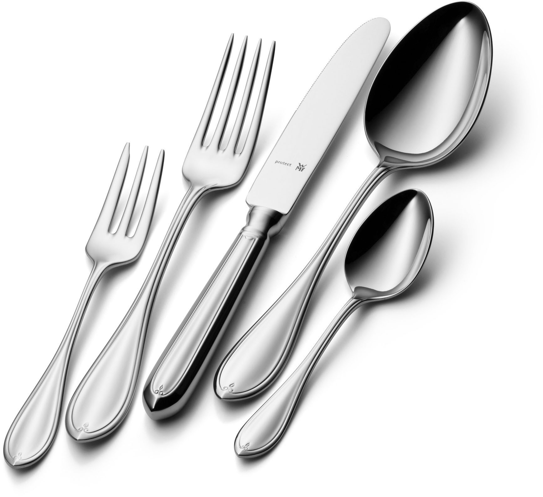 WMF Besteck-Set Premiere in klassisch-eleganter Optik, ergonomisch, Wellenschliff (30-tlg), 6 Personen, Cromargan® Edelstahl Rostfrei 18/10, spülmaschinengeeignet, optimale Schärfe, hochwertiger Besteckkasten