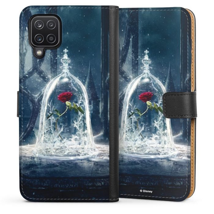 DeinDesign Handyhülle Die Schöne und das Biest Disney Princess Rose Rose Under Glass Movie Samsung Galaxy A12 Hülle Handy Flip Case Wallet Cover