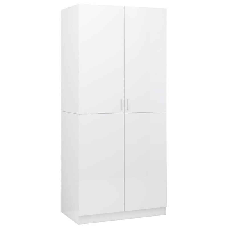 möbelando Kleiderschrank 299853 (LxBxH: 52x80x180 cm) in Hochglanz-Weiß mit 2 Türen