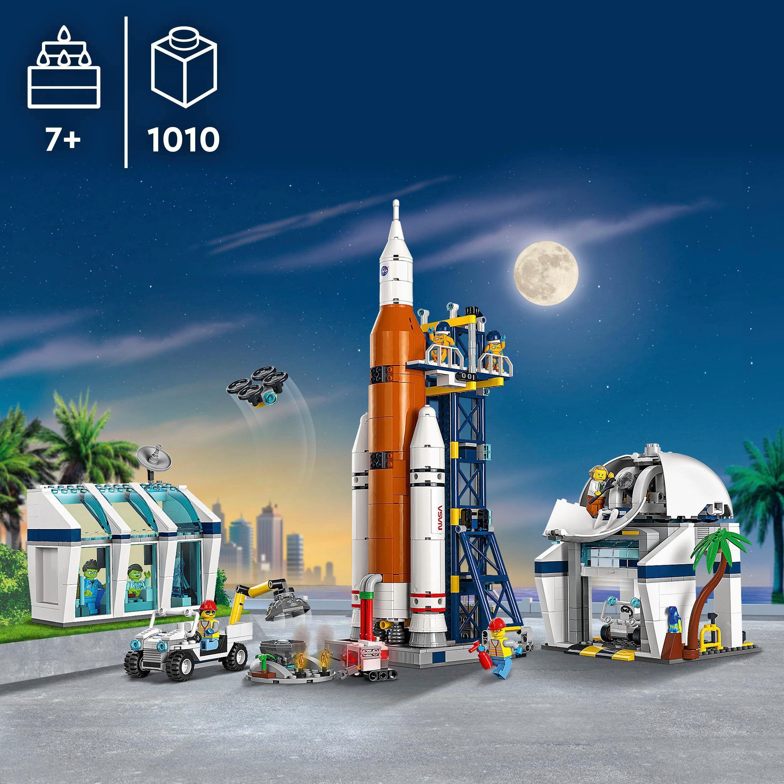 LEGO® Konstruktionsspielsteine Raumfahrtzentrum St), (1010 Licht; LEGO® City, in mit (60351), Made Europe