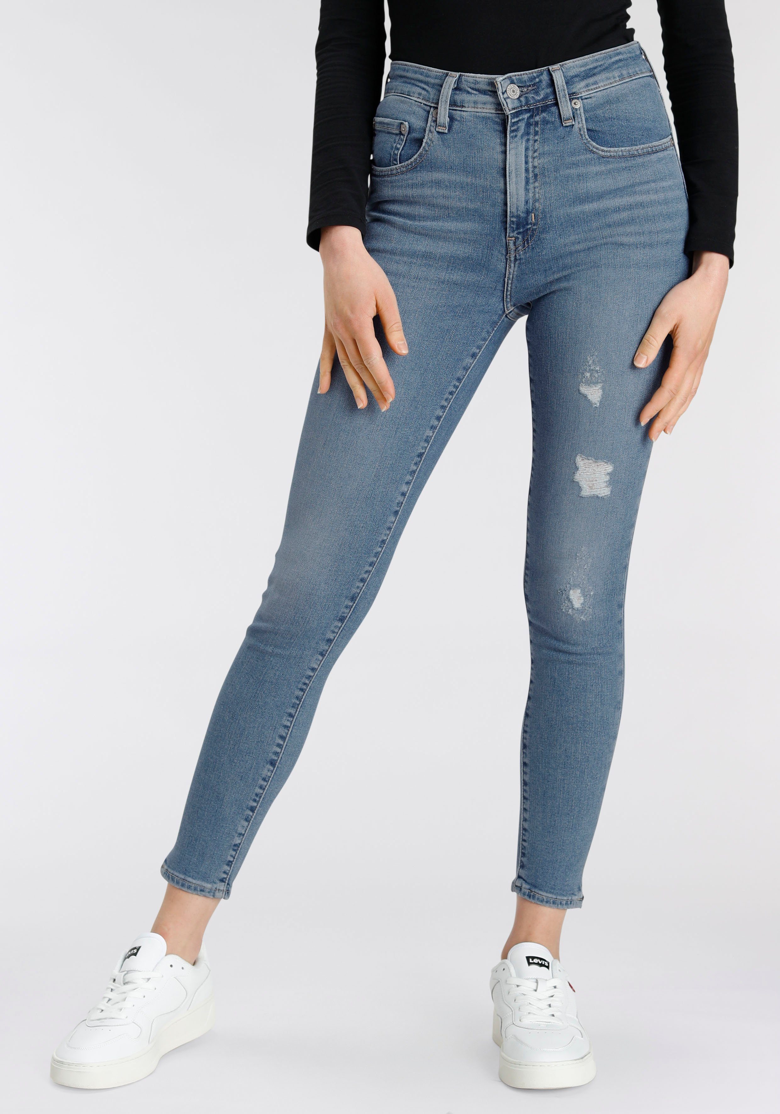 Levi's® Skinny-fit-Jeans 721 High rise skinny mit hohem Bund blue indigo used-denim