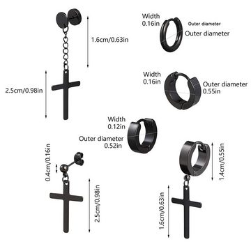 zggzerg Ohrring-Set 15 Paare Herren Damen Ohrringe Kreuz Ohrstecker Set