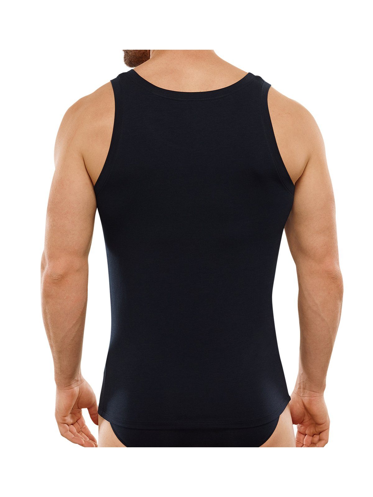 Soft Unterhemd Long Schiesser Life Blue-Black (Packung, Unterhemd 1-St)