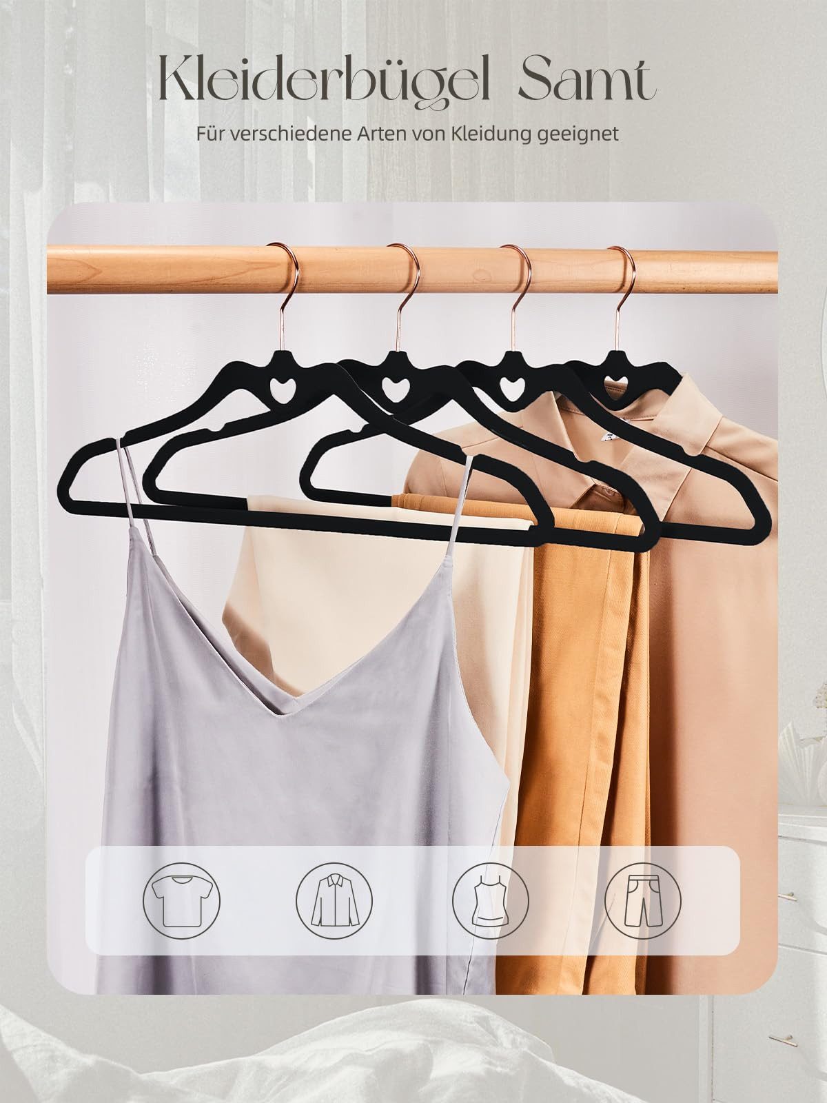 House Day Kleiderbügel Samt, herzförmig dünne Samt Kleiderbügel rutschfest, günstig online kaufen