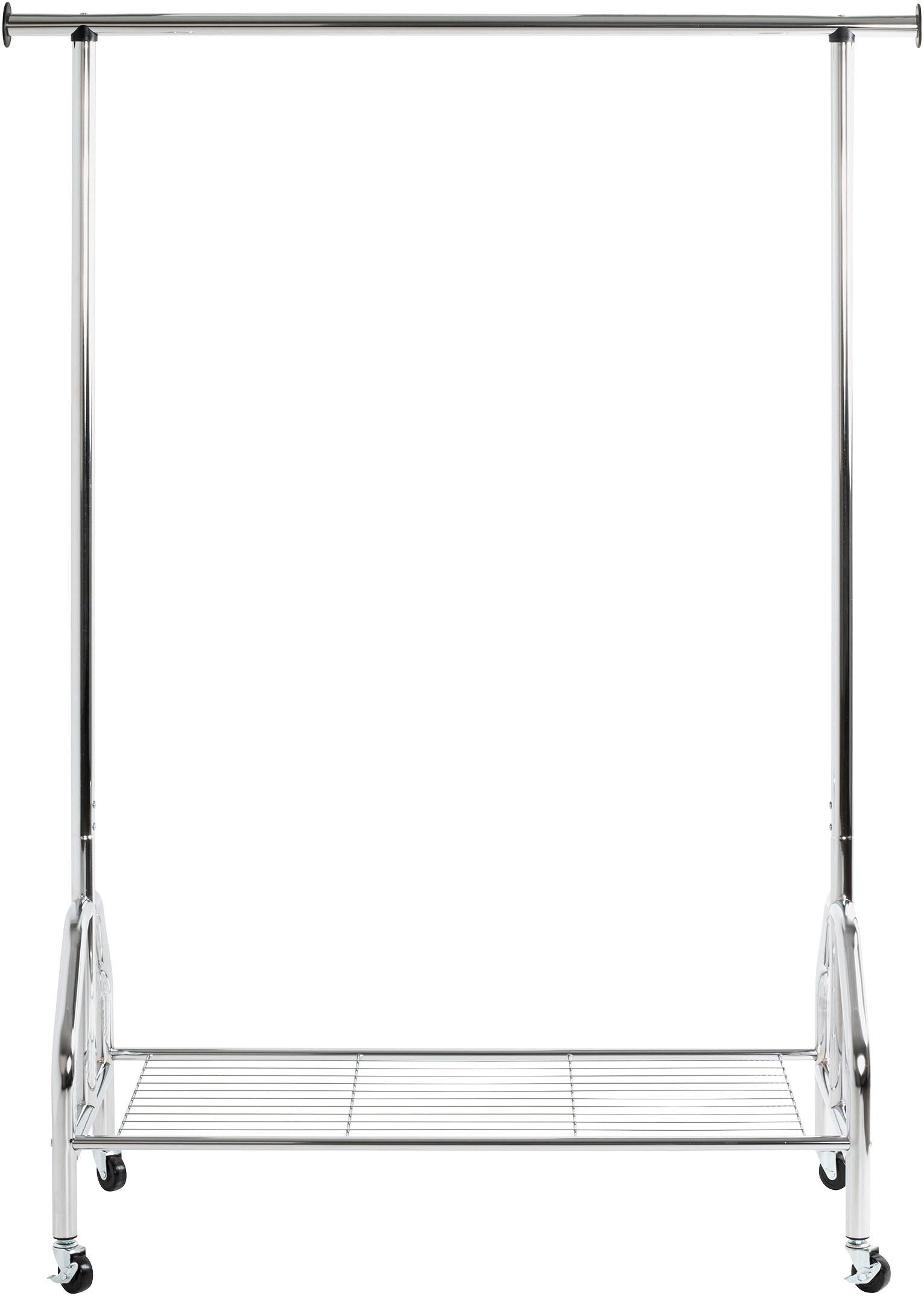 HAKU Garderobenständer Garderobe, Garderobenständer, Kleiderständer auf Rollen, Kleiderwagen, rechteckig - aus Metall Silber - B/T/H 120/50/165 cm