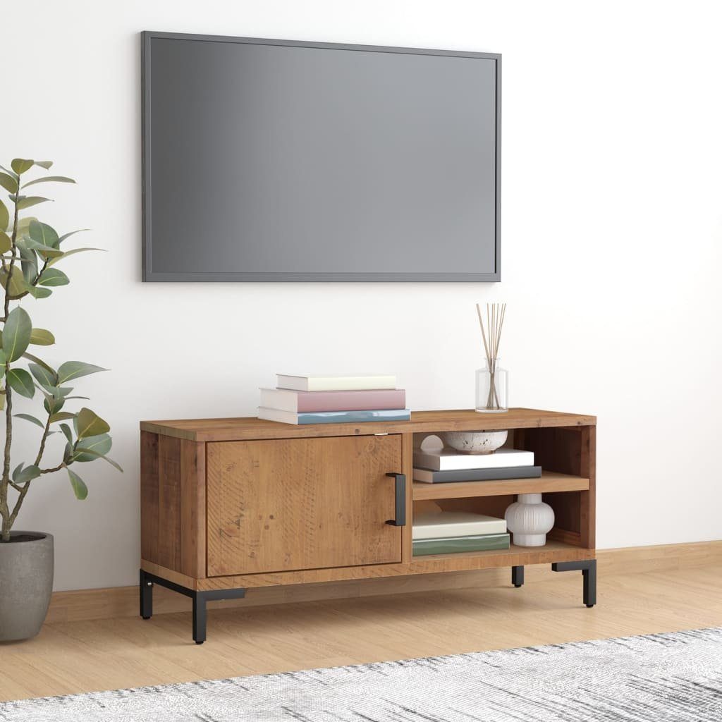 TV-Schrank aus massivem Kiefernholz 90 x 30 x 40 cm Braun