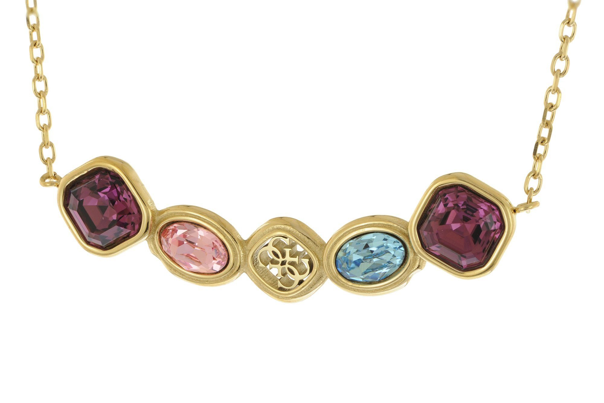Guess Kette mit Anhänger JUBN05569JWYGMCT/U, für Damen Multi Crystals Goldfarben