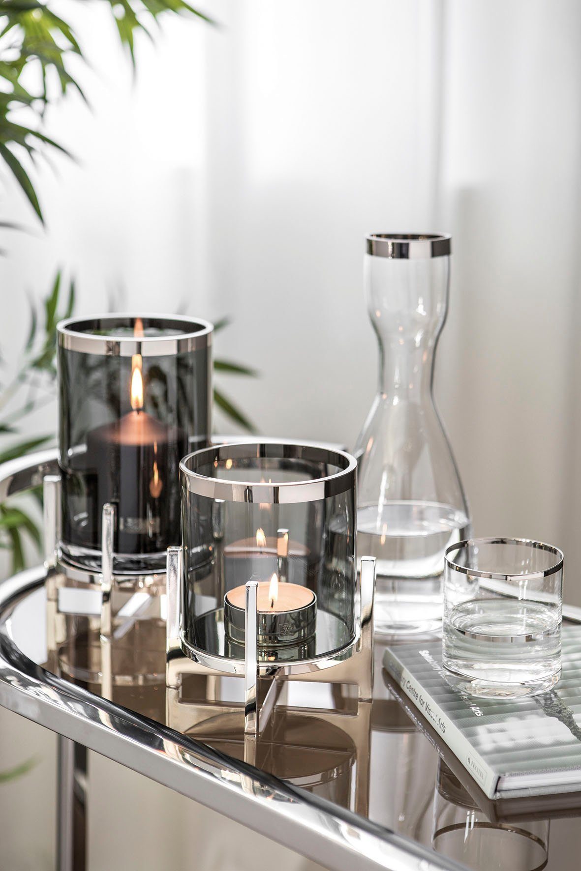 Fink Windlicht silberfarben, eine mit als gute Platinumrand auch und Glaszylinder CHARLES, Vase macht smoke (1 St), Figur