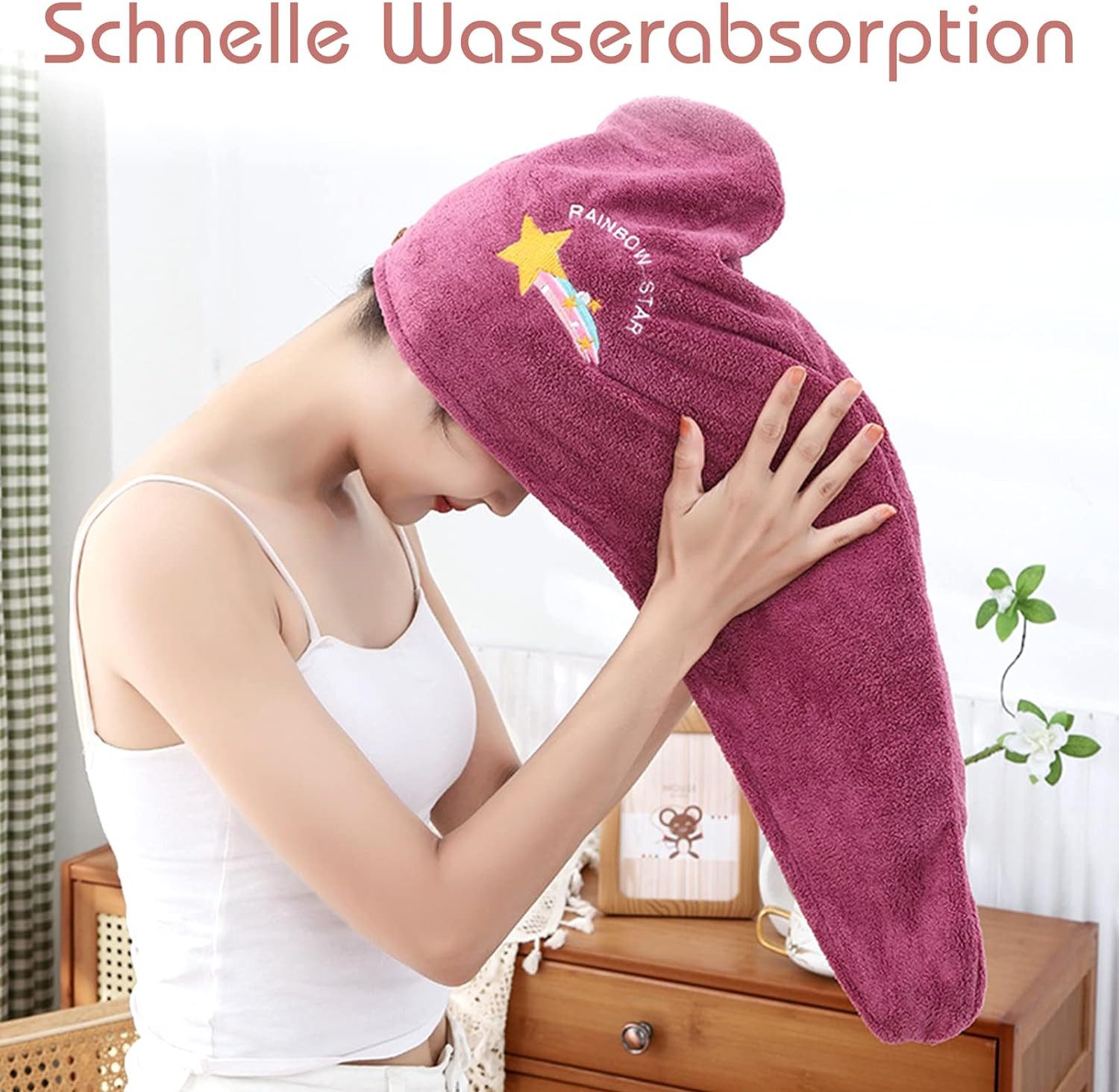 Coonoor Turban-Handtuch Turban Handtuch mit Knopf, (4-St) günstig online kaufen