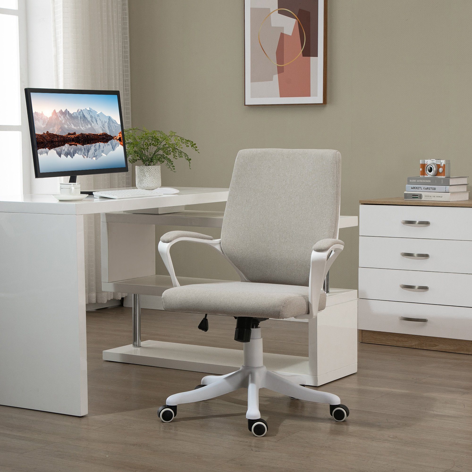 Vinsetto Schreibtischstuhl Bürostuhl beige/weiß | beige/weiß