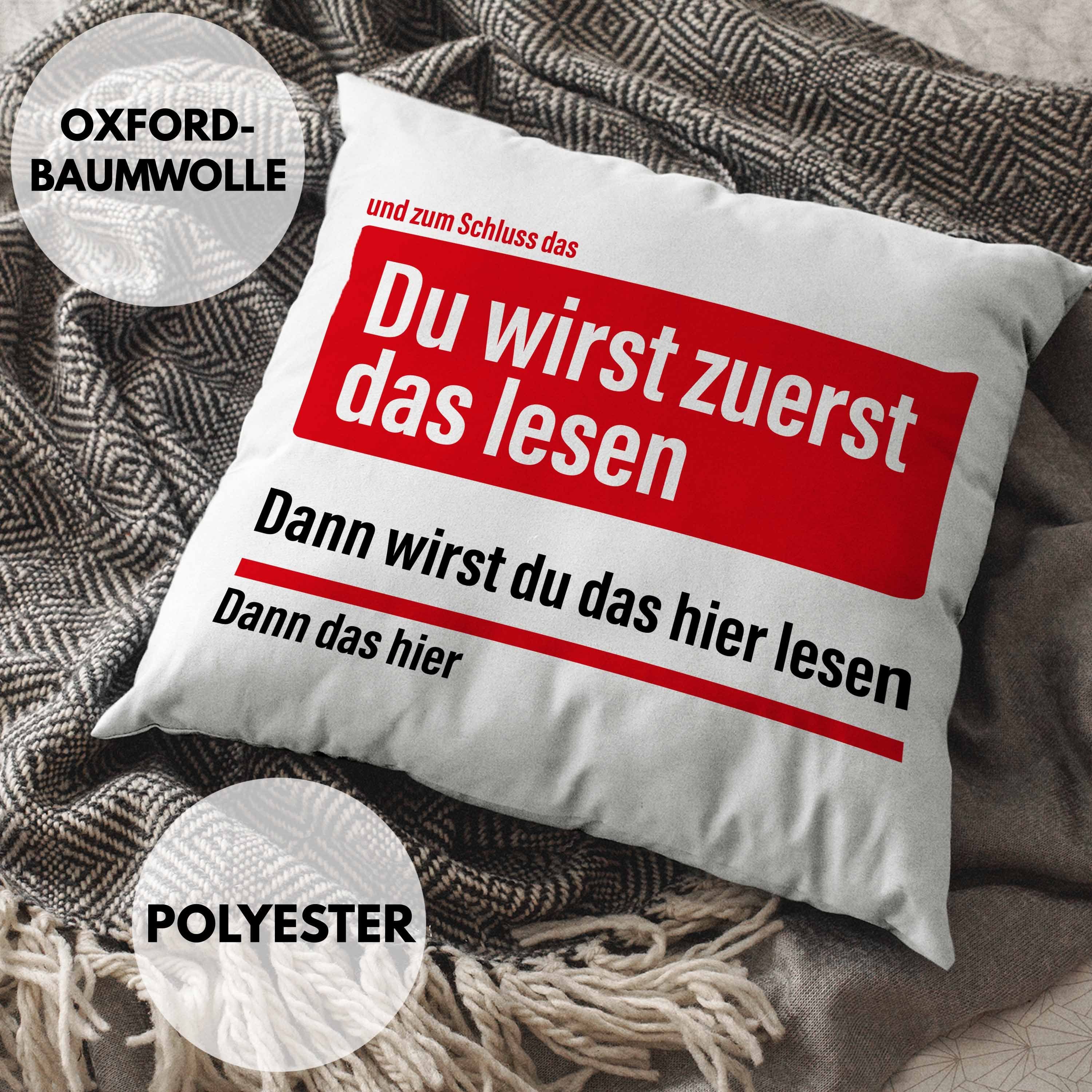 Lustige Grün Trendation Du Wirst Zuerst 40x40 Trendation Lesen Becher Kissen Kissen Dekokissen Dekokissen - mit Füllung Das