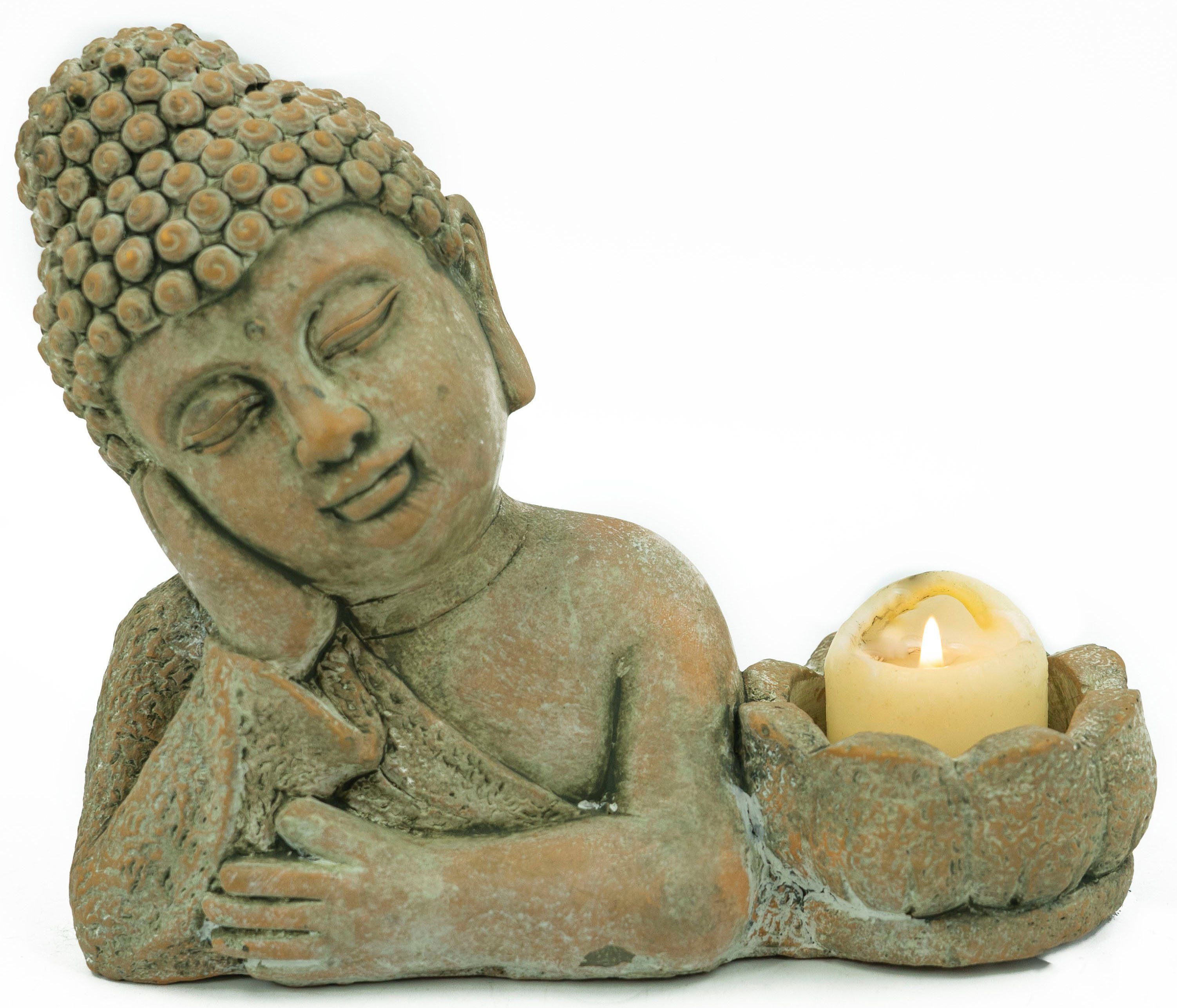 NOOR LIVING St), Buddha (1 aus Zement Kerzenhalter