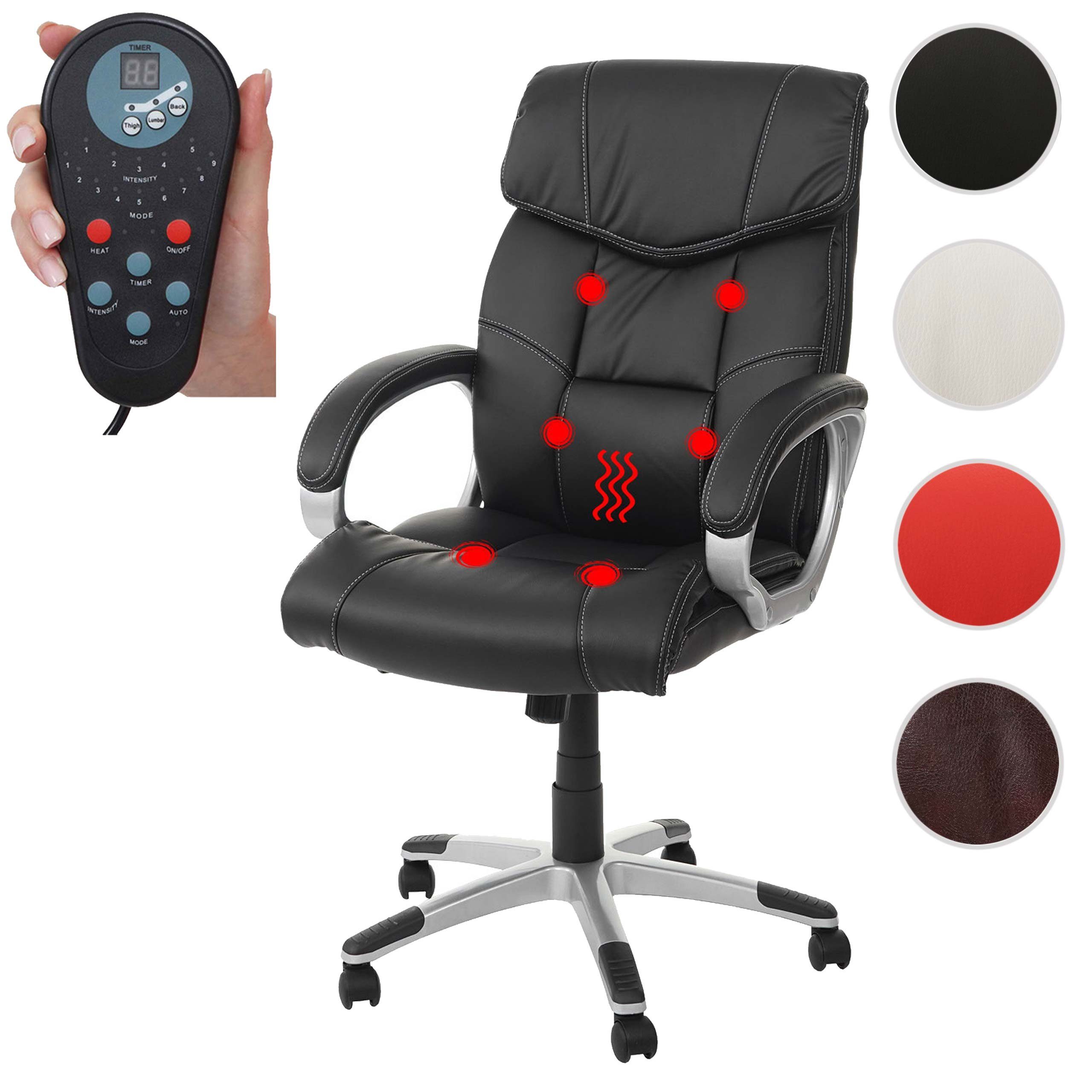 MCW Schreibtischstuhl MCW-A71-M, 6-Punkt-Massage, 9 schwarz Timer Rückenlehne, Massageprogramme, Heizfunktion