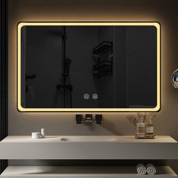 vidaXL Spiegel Wandspiegel (LED-Leuchten, Beschlagfreier Spiegel, Wandmontierter, Touch-Schalter, Farbtemperatur, Einstellbar), IP44 wasserdicht