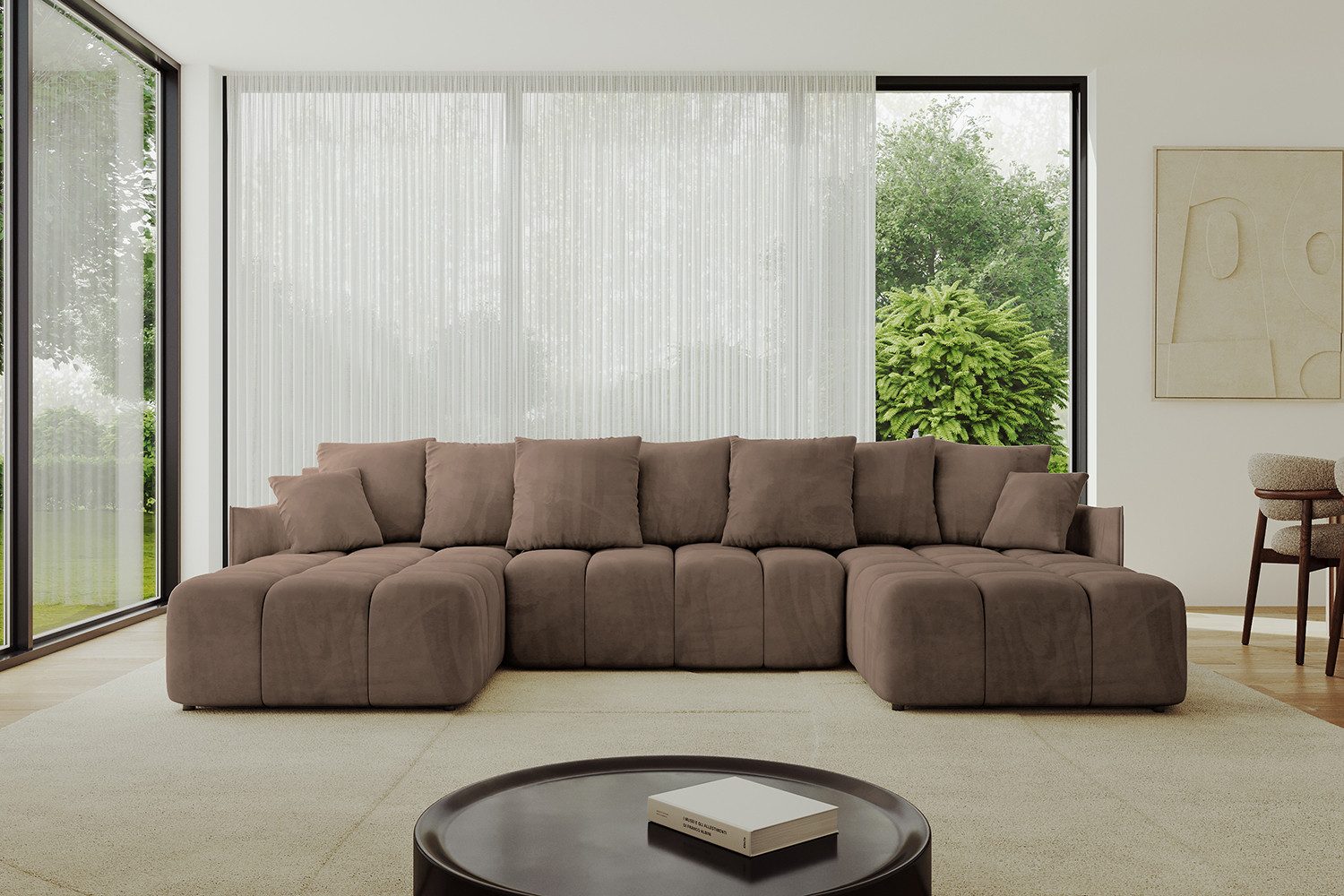 ALTDECOR Wohnlandschaft LONLI-U, Couch mit Schlaffunktion, Stauraum Wohnlandschaft Funktionsecke, Corner Sofa Bett Eckcouch Couch U-Form Schlafcouch Ausziehbar