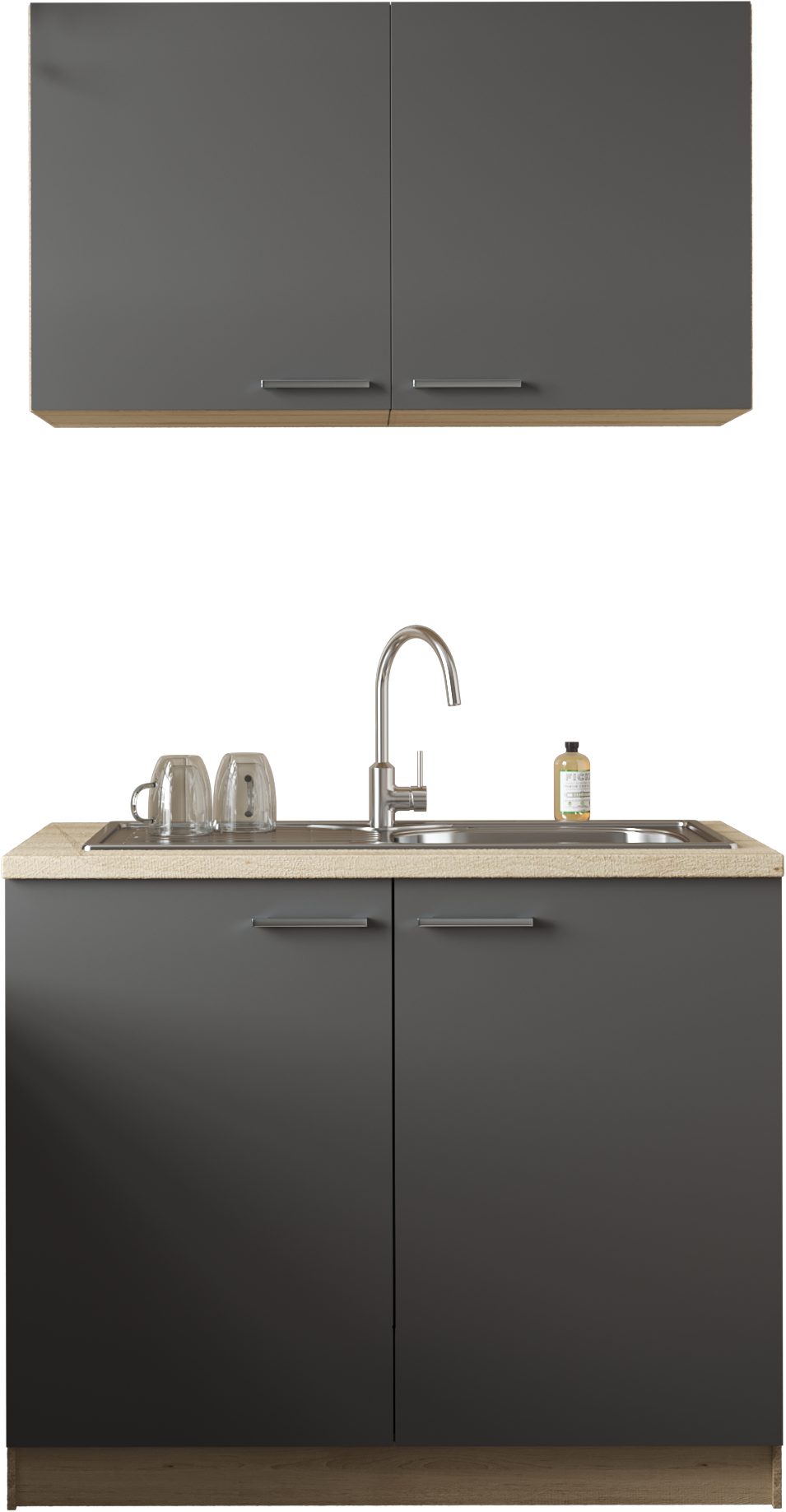 RESPEKTA Pantryküche Merle, Breite 100 cm, mit Soft-Close Funktion, Edelstahlspüle BALTIMORE