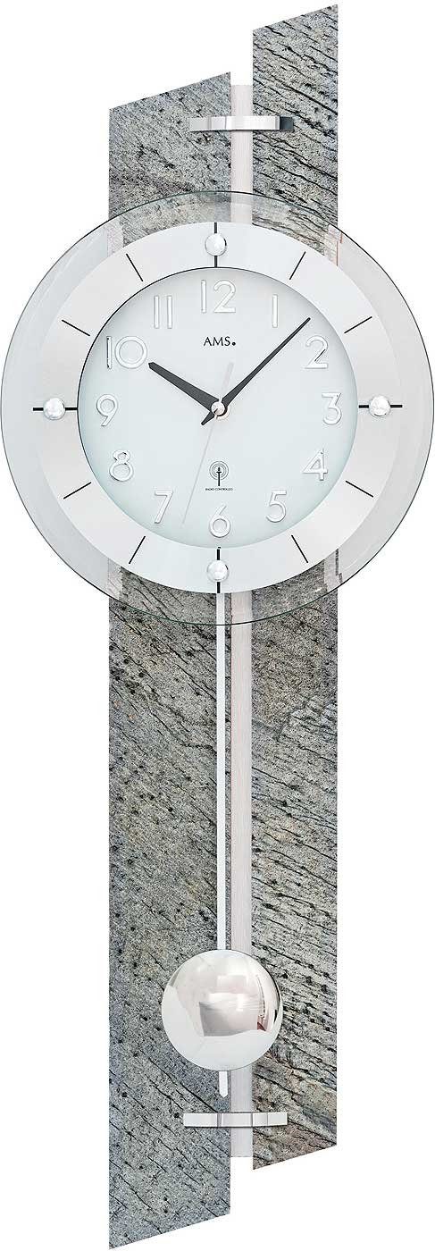 Wanduhr Wanduhr modern mit Pendel - AMS Modell: 5306
