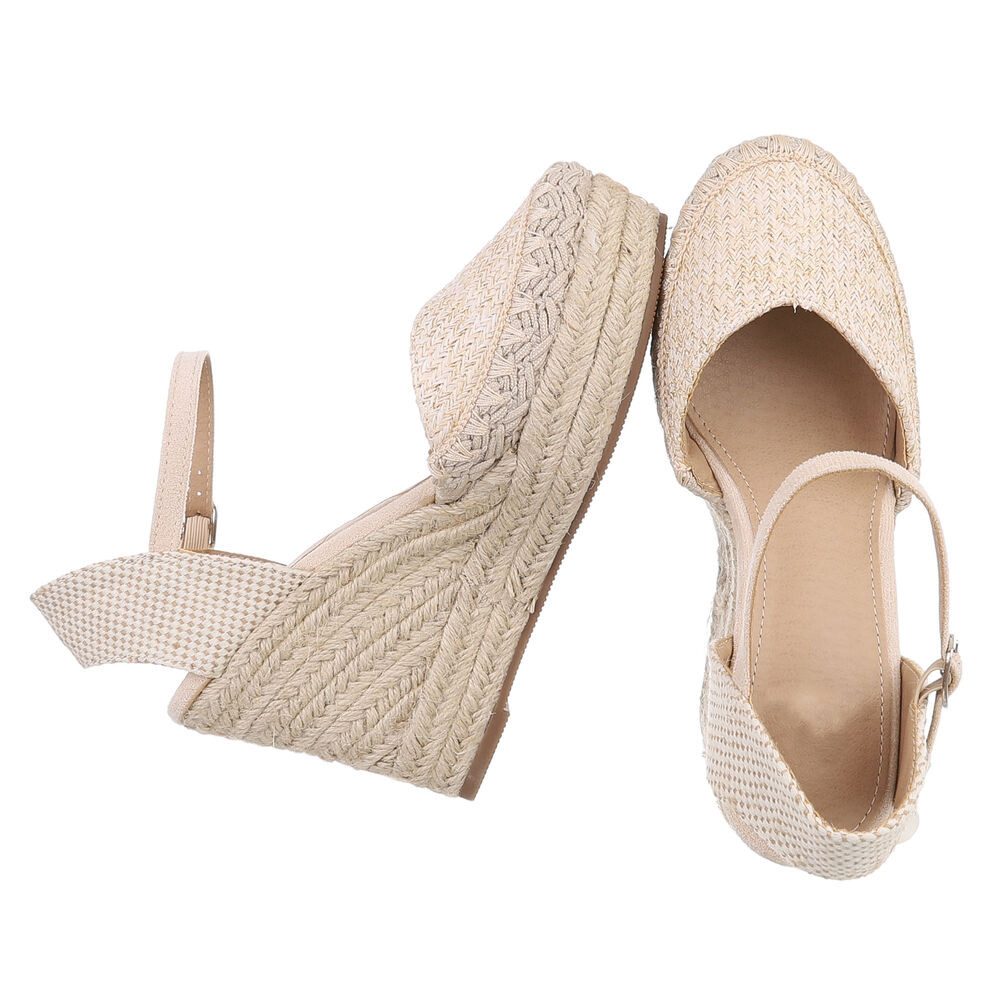 Ital-Design Moderne Espadrilles mit Keilabsatz für Damen, beige Plateausand günstig online kaufen