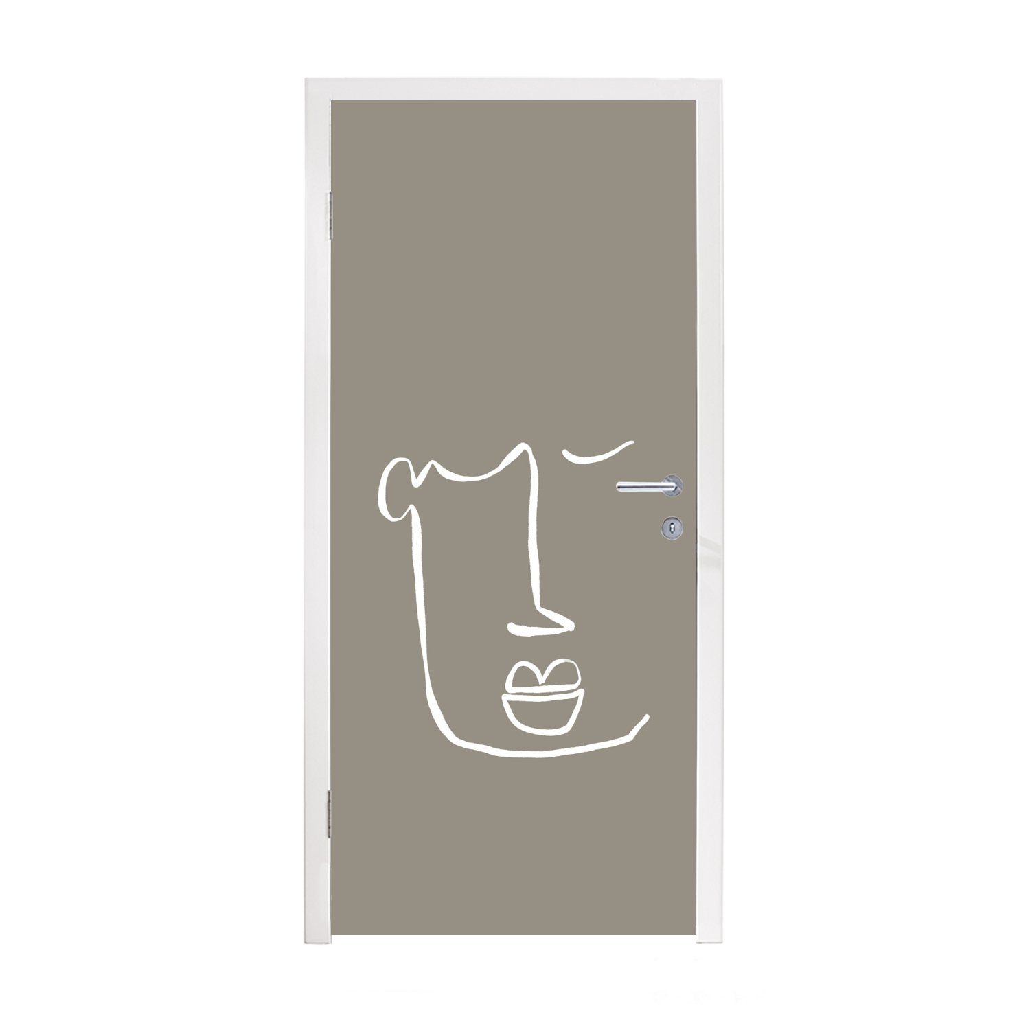 MuchoWow Türtapete Tür, für 75x205 - St), Fototapete Matt, bedruckt, cm Abstrakt Strichzeichnung, - Türaufkleber, Lippen (1