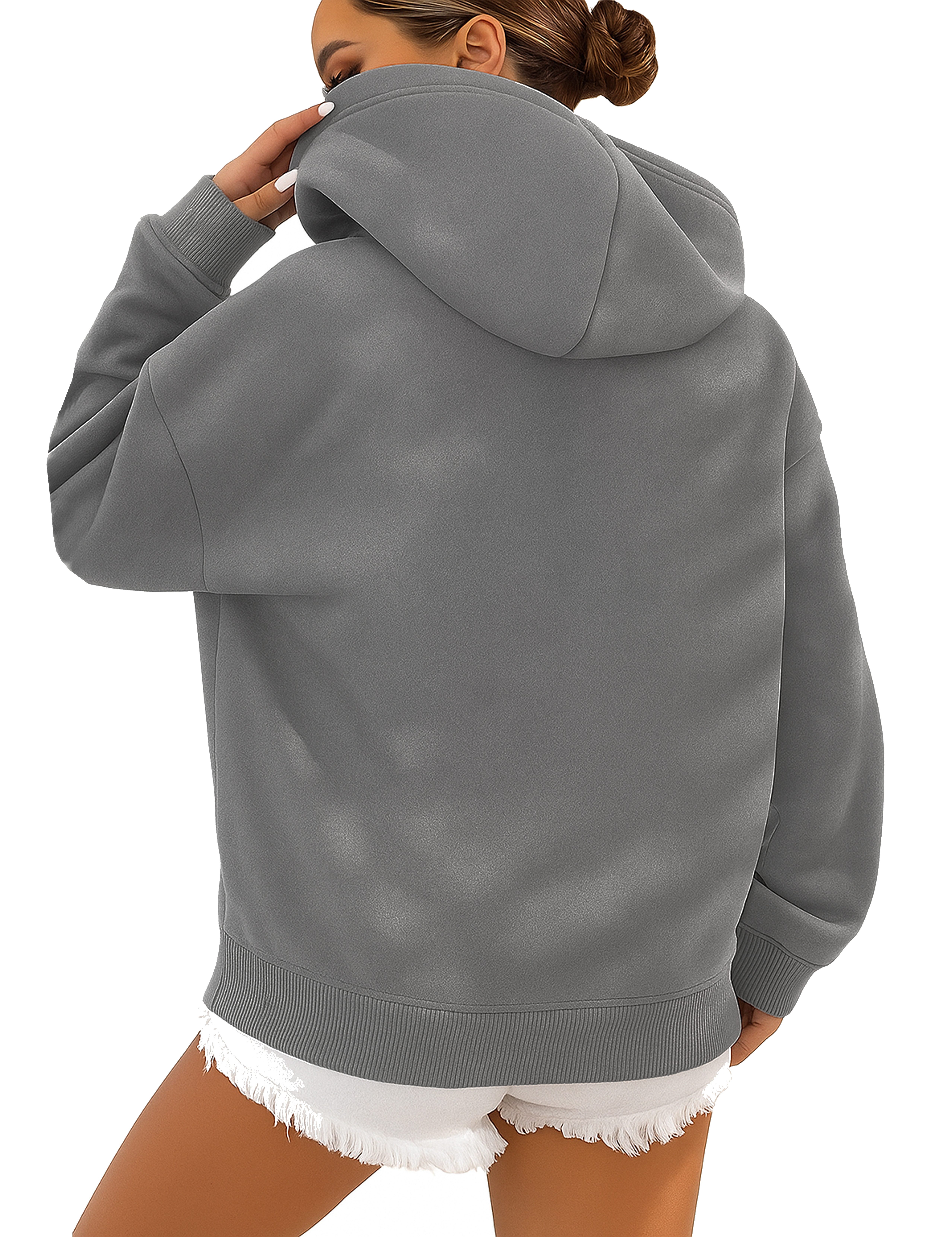 RMK Kapuzenpullover Damen Winter Pullover Basic Oversize