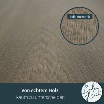 Bodenglück Laminat "Borken" Eiche Holz mit 5-G-Klicksystem, Braun I Pflegeleicht, Wasserfest I 5 Dielen á 1380 x 326 x 8 mm