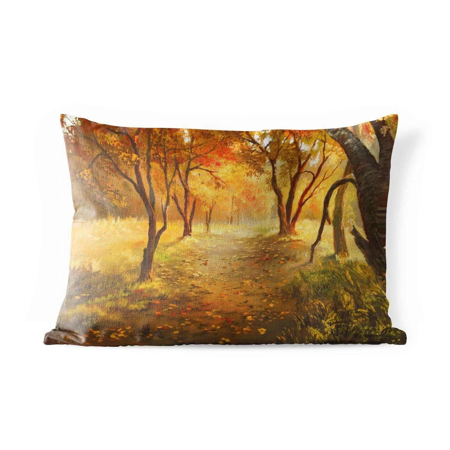 MuchoWow Dekokissen Eine Illustration eines Waldes im Herbst, Outdoor-Dekorationskissen, Polyester, Dekokissenbezug, Kissenhülle