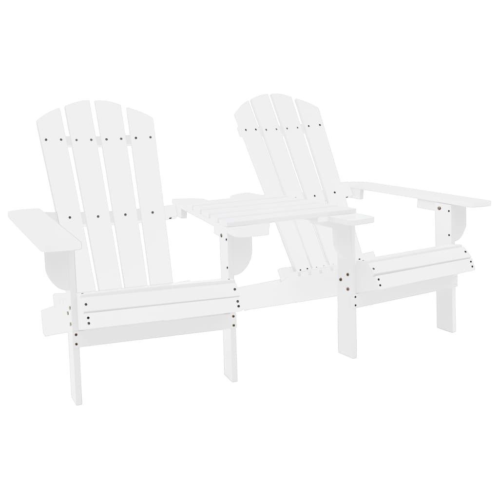 furnicato Gartenstuhl Garten-Adirondack-Stühle mit Teetisch Massivholz Tanne Weiß