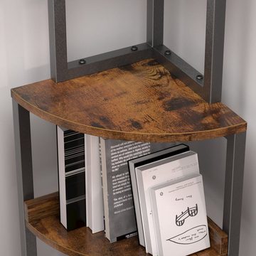 Dripex Eckregal Bücherregal mit 5 Ebenen, Metallrahmen, 40x40x152cm
