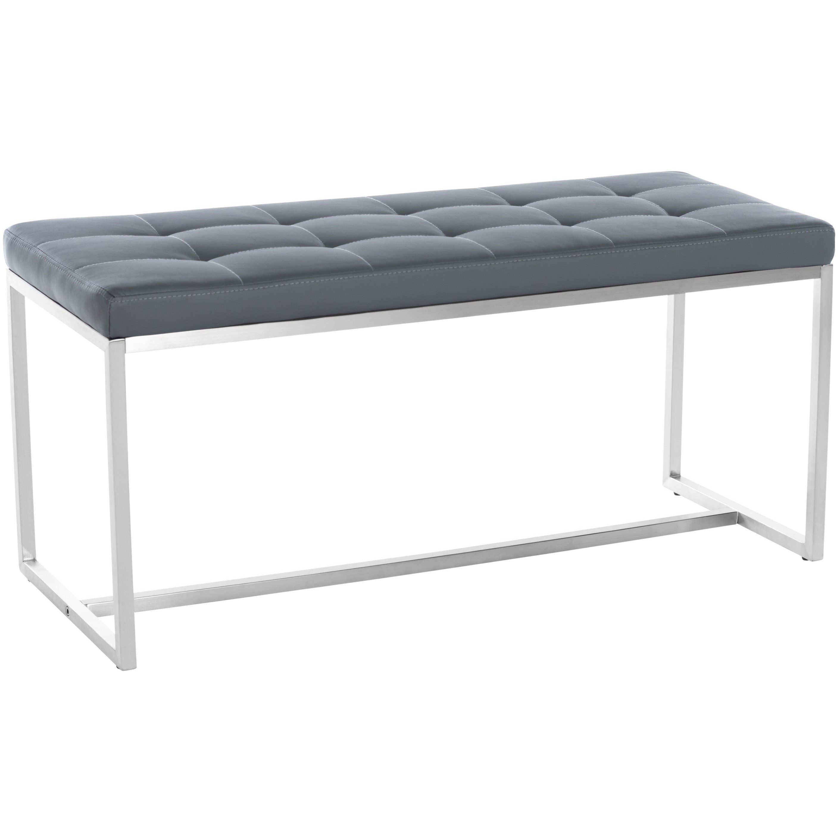 CLP Sitzbank Polsterbank Garderobenbank Küchenbank (Spar-Set, 1-St., 100 x 40 x 48 cm gesteppt), gesteppter Kunstlederbezug, Edelstahl-Vierfußgestell