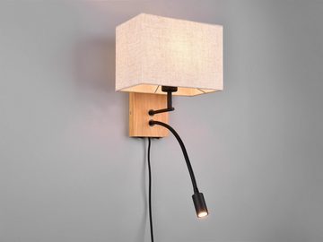 meineWunschleuchte LED Wandleuchte, Lesearm, LED wechselbar, LED fest integriert, warmweiß, Holz-lampe mit Schalter skandinavisch Leselampe Bett Nachttisch H 30cm